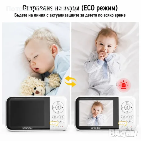 Бебефон NannyEye Lite с камера и 3.2″ дисплей, нощно виждане, VOX и двупосочна връзка, снимка 3 - Бебефони - 55729790