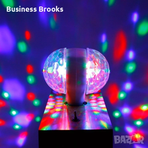Диско LED лампа, въртяща се крушка - автоматично въртене с кристални топки, снимка 3 - Други - 53238936