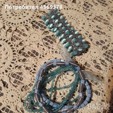 Сет Сини Гривни с камъни, снимка 2 - Гривни - 52291449