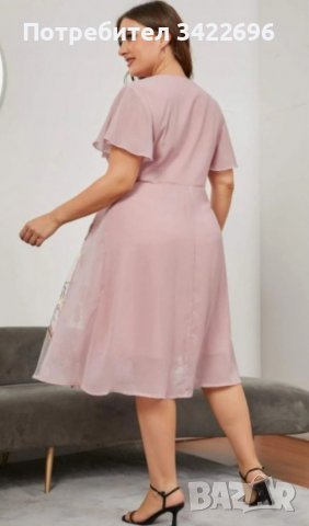 Официална Розова рокля от шифон с 3D цветя , снимка 5 - Рокли - 38087539