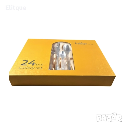 Комплект прибори за хранене Bohmann, Неръждаема стомана, 24 бр., Инокс със златист кант, снимка 7 - Прибори за хранене, готвене и сервиране - 52897526