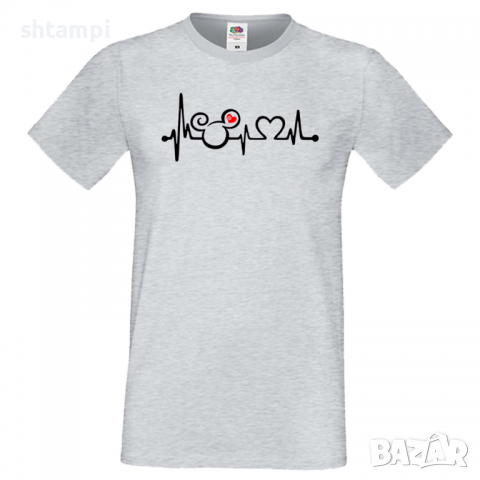 Мъжка тениска Mickey Love Heartbeat 1 Подарък,Изненада,Рожден ден, снимка 5 - Тениски - 36576109