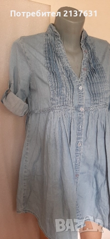 ДАМСКА  ДЪНКОВА  БЛУЗА / ТУНИКА/ РОКЛЯ - Размер S, снимка 3 - Рокли - 51685932