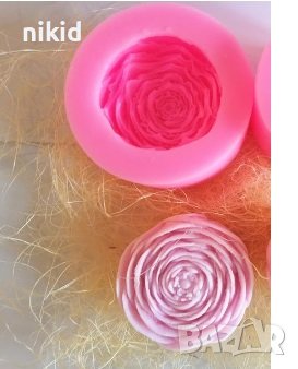 3d Затворен голям божур цвете силиконов молд дълбок шоколад гипс сапун свещ, снимка 2 - Форми - 37951376