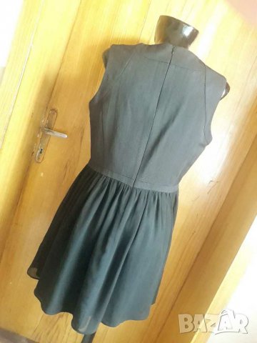 Черна къса разкроена рокля с долна част шифон Л, снимка 3 - Рокли - 24706096