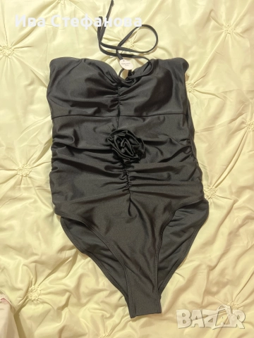 Нов черен класически цял бански 3D 3Д цветя роза , снимка 7 - Бански костюми - 41703733