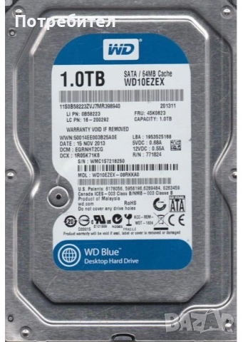 Бърз хард диск WD 1TB 1000GB 7200 оборота за компютър