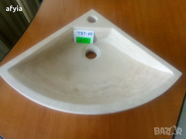 Триъгълна мивка от травертин - 1, снимка 2 - Мивки - 35150854
