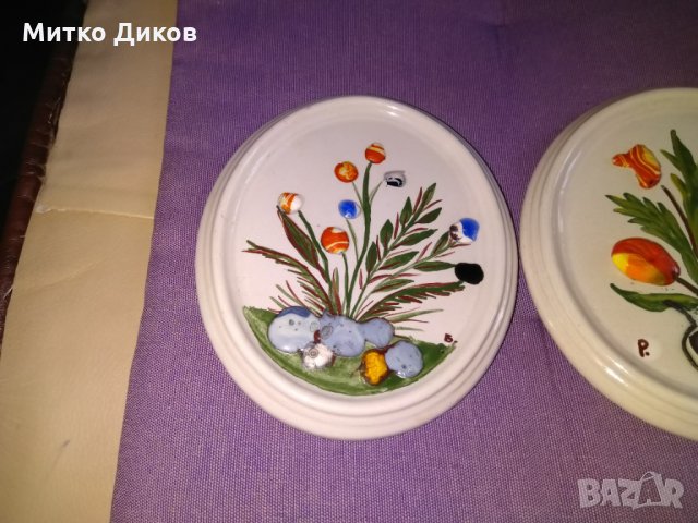 Керамични пана 3 броя от 1989г на Съюза на Бълг Художници-ръчно изработени 136х115мм, снимка 2 - Пана - 34537370