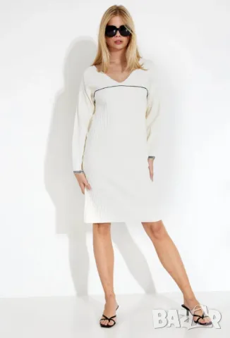 STEFANEL Плетена рокля с дълбоко деколте, XL, снимка 8 - Рокли - 49263222