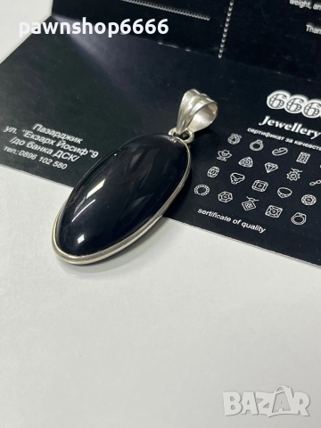 Висулка с Хематит и сребърен обков 925 / сребърна висулка /, снимка 2 - Колиета, медальони, синджири - 52707806