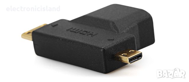 Позлатен 3 в 1 HDMI женски към Micro HDMI и Mini HDMI мъжки конвертор 1080P, снимка 4 - Стойки, 3D очила, аксесоари - 42462655