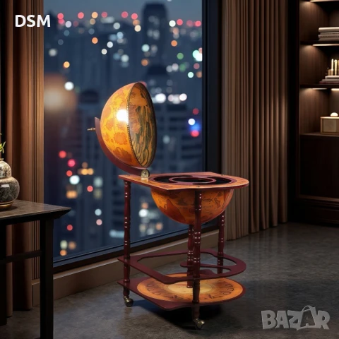 Нов - Голям Ъглов Глобус Мини Бар - Поставка за Бутилка / Вино/Юбилей!, снимка 2 - Маси - 51113948