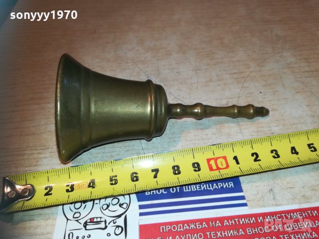 мед/месингова камбанка-масивна-внос франция, снимка 3 - Антикварни и старинни предмети - 30204101
