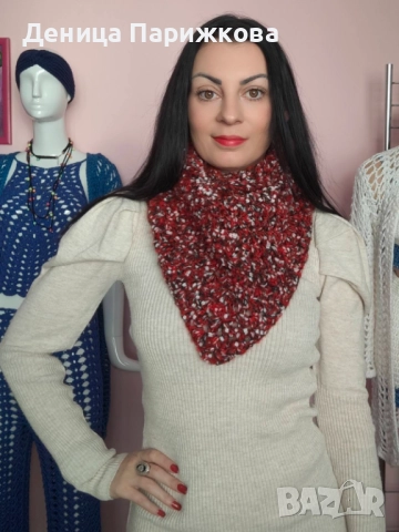 Ръчно плетен триъгълен шал модел „Верона“, снимка 8 - Шалове - 52750409