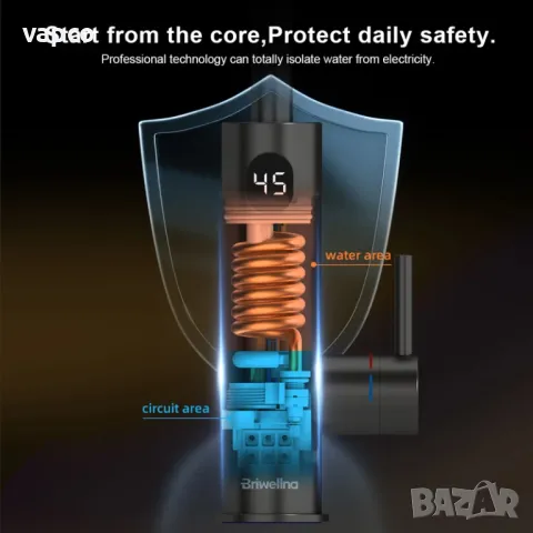 Проточен смесител с нагревател за кухня и баня Briwellna KM12-Silver, снимка 3 - Смесители - 49439303