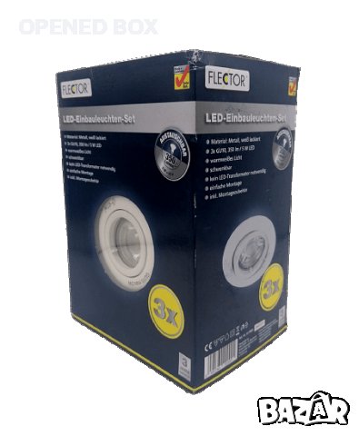 Комплект 3 бр. LED лампи за вграждане FLECTOR 917600 350lm, 5W, 20 000h, 3000K, Energy A+, снимка 1