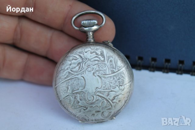 Сребърен осмодневен часовник, снимка 4 - Джобни - 37233895