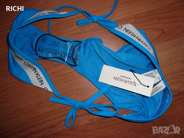 CALVIN KLEIN – Банки ДОЛНИЩЕ ново синьо и бяло с връзки, снимка 6 - Бански костюми - 37482613