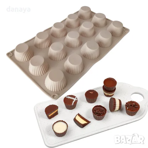 5476 Силиконова форма за мини кошнички тарталети, 15 гнезда