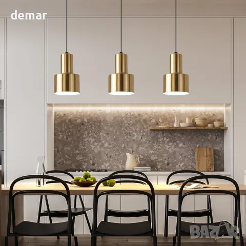 Индустриален висящ аплик Mikeru, 12 см златен висящ аплик, винтидж, снимка 7 - Лампи за таван - 50422158