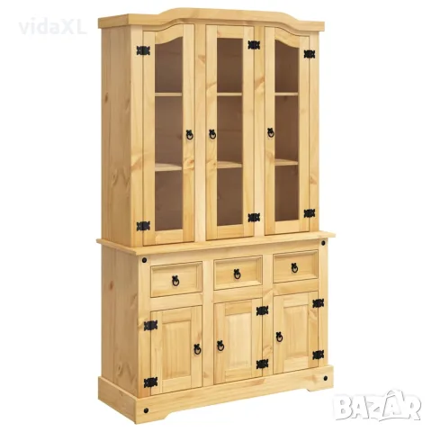vidaXL Висок шкаф Corona, кафяв, 112x43x191,5 см, мексикански бор масив