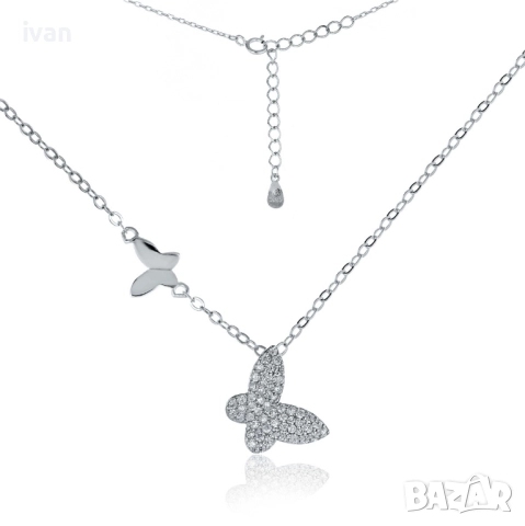 сребърно колие пеперуди. ново в опаковка