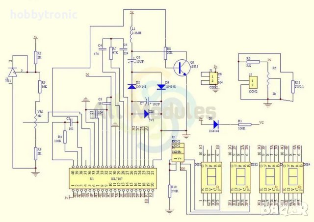 Волтметър кит за сглобяване 7107 LED, снимка 5 - Друга електроника - 42681078