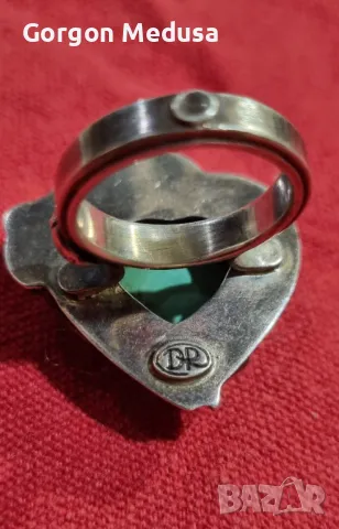 Сребърен пръстен с тюркоаз , снимка 5 - Пръстени - 49600742