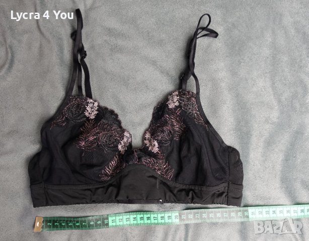 70 В черен сутиен с меки чашки с прозрачност и бродерии, снимка 8 - Бельо - 38267594