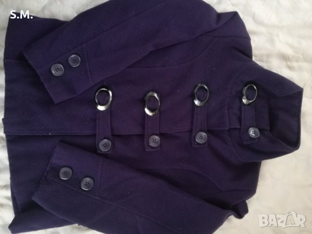 Дамско палто в тъмно лилав цвят, снимка 3 - Палта, манта - 35178981