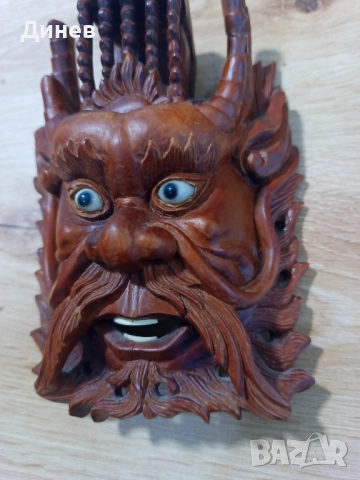 Антична азиатска маска дърворезба, снимка 4 - Декорация за дома - 51695295