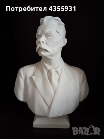 Порцеланов Бюст на Максим Горки ЛФЗ, ранна серия, червен печат 1927-1950г стар руски порцелан сатует, снимка 5 - Антикварни и старинни предмети - 54000118