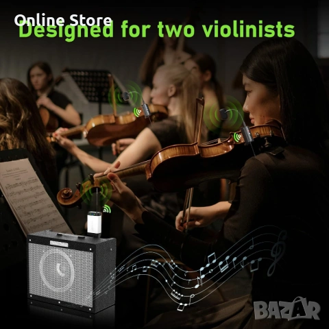 Двоен UHF безжичен микрофон за цигулка Q2/VT-5 – 2 предавателя и 1 приемник, снимка 6 - Микрофони - 54169941