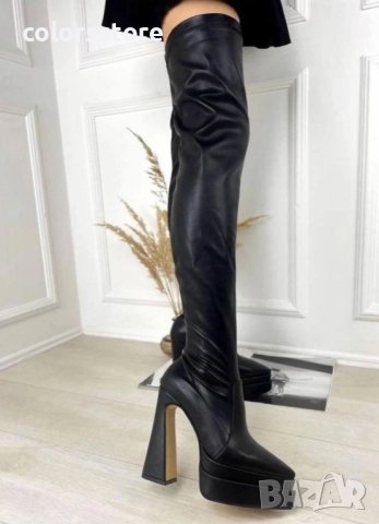 Чизми на ток - черна кожа - YSV2, снимка 2 - Дамски ботуши - 42900616