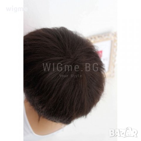 Къса права тъмнокестенява перука с бретон Куин, снимка 3 - Аксесоари за коса - 32167880