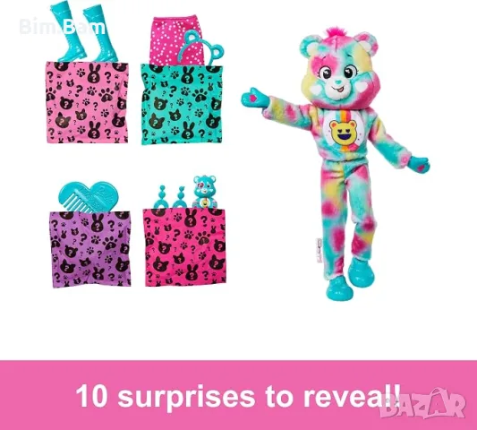 Кукла  Barbie Cutie Reveal Care Bears - Мече - 10 изненади / Mattel - 2 модела, снимка 10 - Кукли - 56168302