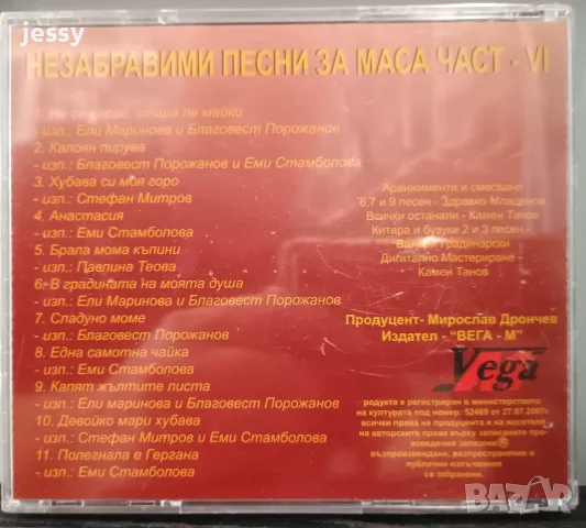 Незабравими песни за маса 1, 2, Песни за маса , снимка 12 - CD дискове - 7165707