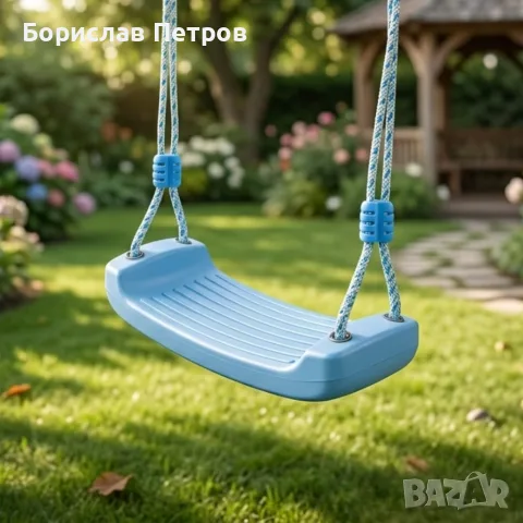 Детска градинска синя люлка – здрава, безопасна и регулируема до 75 кг, снимка 3 - Детски люлки - 55972576