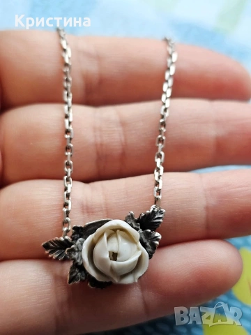 Антикварно сребърно колие, снимка 2 - Антикварни и старинни предмети - 53905710