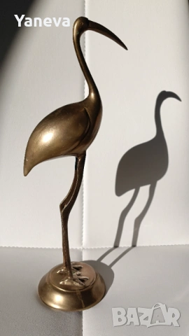 Vintage бронзова статуетка на жерав, снимка 5 - Статуетки - 53115227