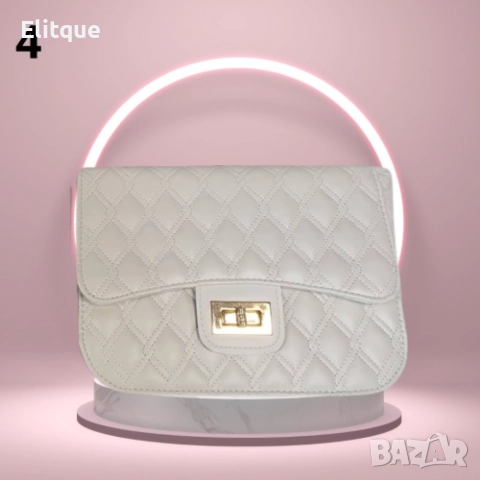 Капитонирана модна чанта с дълга дръжка в златисти цвят, снимка 7 - Чанти - 52895679