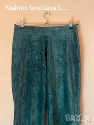 Зелен плюшен панталон с ластик на кръста L размер 💚💚💚, снимка 2 - Панталони - 53929621
