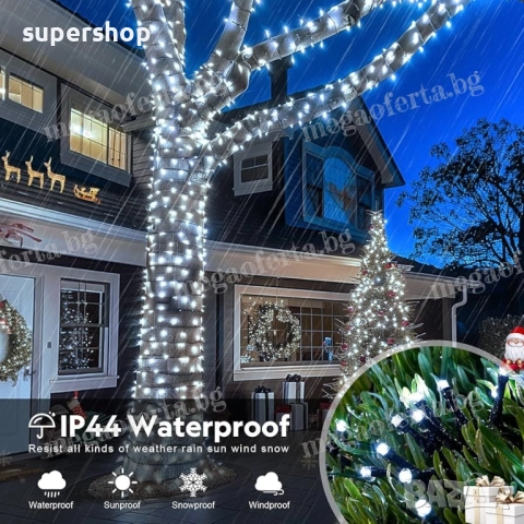 Коледни лампички 50м. с 250 Led диода в студена бяла светлина, снимка 9 - Други - 52566446