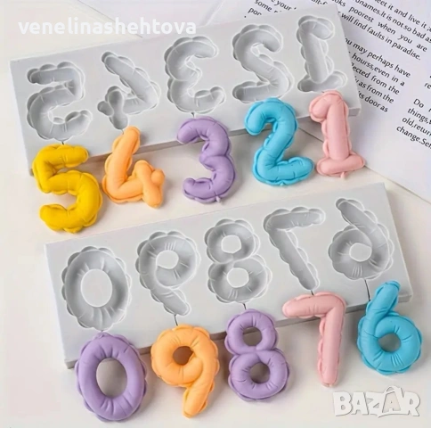Комплект 2 броя цифри числа силиконов молд за шоколад фондан за декорация на торта 