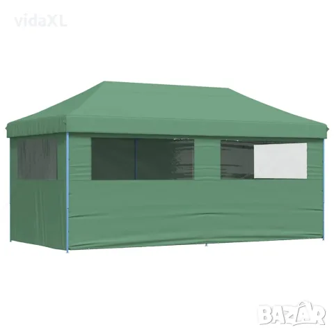 vidaXL Сгъваема парти шатра pop-up с 4 странични стени зелена, снимка 5 - Къмпинг мебели - 56147418