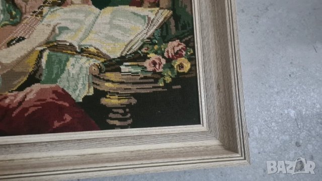 гоблен с класическа сцена – жена с лютня и книга, снимка 4 - Гоблени - 50894929