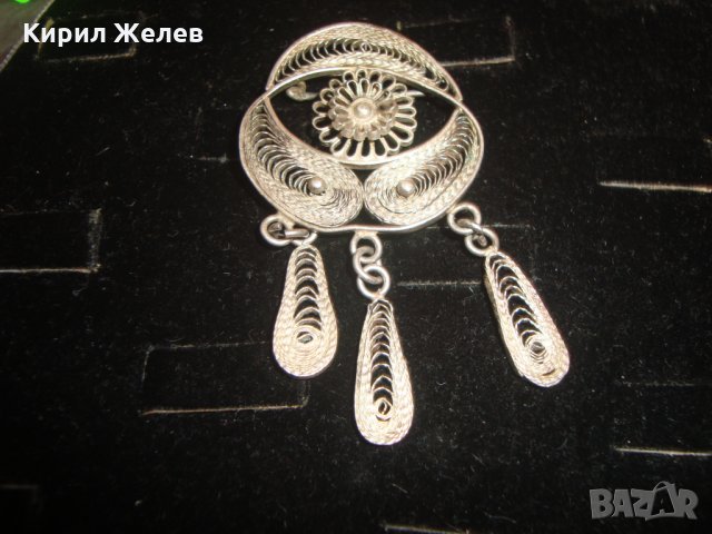 РЕТРО ФИЛИГРАННА СРЕБЪРНА БРОШКА с ГРАНУЛАЦИЯ МАЙСТОРСКА ЮВЕЛИРНА РАБОТА СРЕБРО 950 ПРОБА 5090, снимка 6 - Антикварни и старинни предмети - 30330459