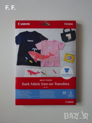 Фотохартия Canon - Dark Fabric Iron-on Transfers DF-101, 5 листа, снимка 2 - Консумативи за принтери - 42678904
