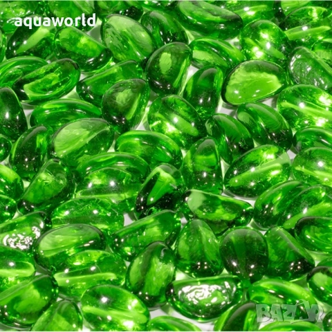 "ПРОМОЦИЯ" Стъклени камъчета зелени, снимка 2 - Оборудване за аквариуми - 52413436